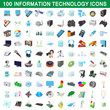 100 information technology icons set