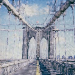 Wall Mural - Brooklyn Bridge polaroid painting artwork.