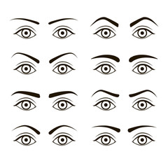 Sticker - Different Type Woman Black Eyebrows Set. Vector