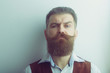© Volodymyr - bearded man, brutal caucasian hipster with serious face