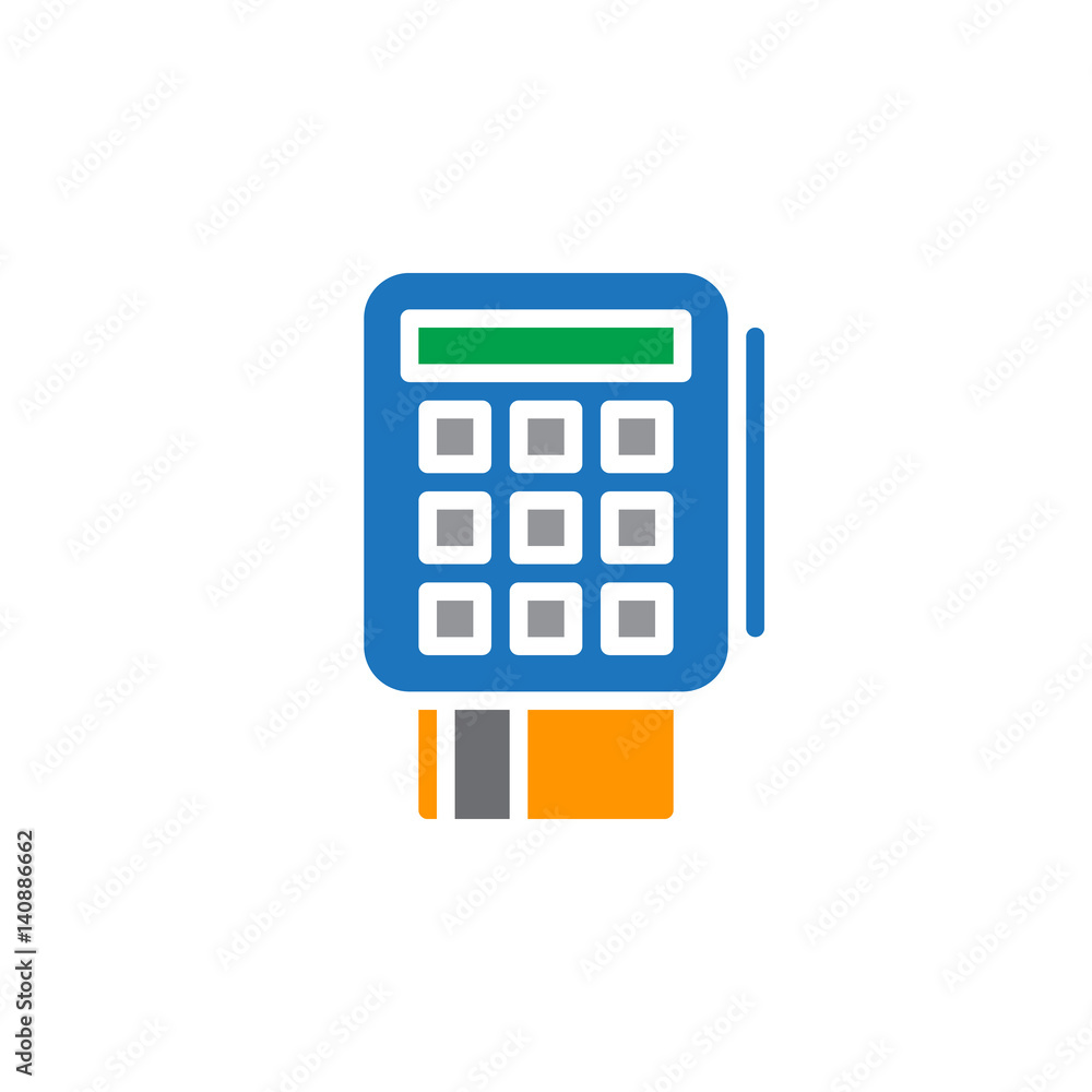 credit, card, terminal, icon vector, filled flat sign, solid colorful pictogram isolated on white. Symbol, logo illustration. Pixel perfect