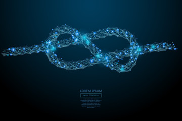 Fototapete - Abstract image of a knot in the form of a starry sky or space, consisting of points, lines, and shapes in the form of planets, stars and the universe. Vector business wireframe concept.