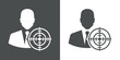 © teracreonte - Icono plano target y hombre negocios gris y blanco