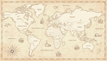 Vintage Illustrated World Map