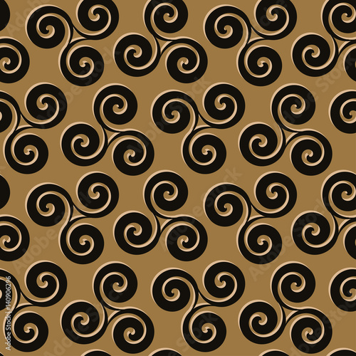Fotografia, Obraz Seamless pattern with inlaid spirals in black and gold