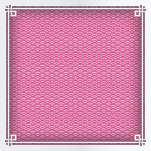 Chinese Square Frame On Pink Pattern Oriental Background For Greeting Card. Vector Illustration, Paper Cut Out Art Style. Layers Are Isolated