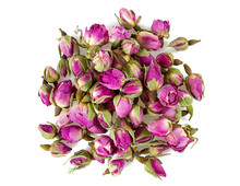 Dry Tea Rose Buds Isolated On White