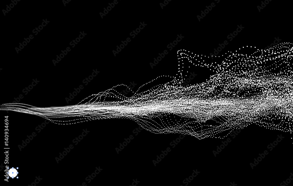 Array with Dynamic Particles. Wavy Background with Motion Effect. Stock ...