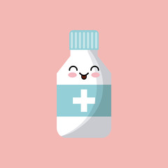 Poster - kawaii medicine bottle icon over pink background. colorful design. vector illustration