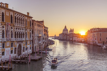 Gran Canal And Santa Maria Della Salute Church At Sunrise. Venice, Veneto, Italy.