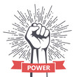 Fist male hand, proletarian protest symbol. Power sign