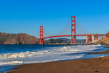 Fototapeta Pomosty - Golden Gate Bridge view from Baker Beach