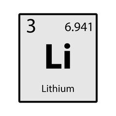 Wall Mural - Lithium periodic table element gray icon on white background vector