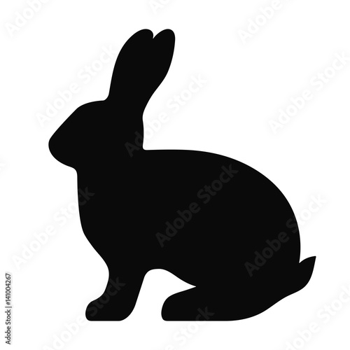 Fotografía Black side silhouette of a rabbit isolated on white background