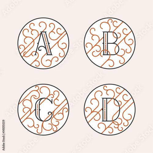 Decorative Initial Letters A B C D Luxury Ornate