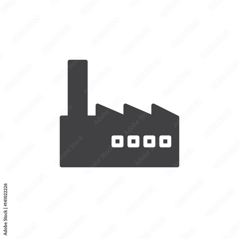 Factory, industry icon vector, filled flat sign, solid pictogram isolated  on white. Symbol, logo illustration. Pixel perfect Stock Vector | Adobe  Stock, image size:1000x1000