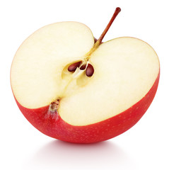 Sticker - Ripe red apple half fruit isolated on white background. Half of red apple fruit with clipping path