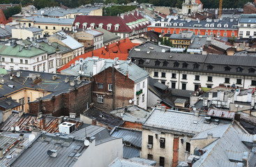 Canvas Print - Old Town houses, view from above, Krakow, Poland