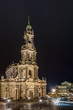 Dresdner Hofkirche und Semperoper bei Nacht, Sachsen in Deutschland