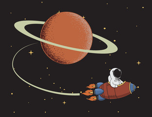 Wall Mural - spaceman come back after mission to saturn