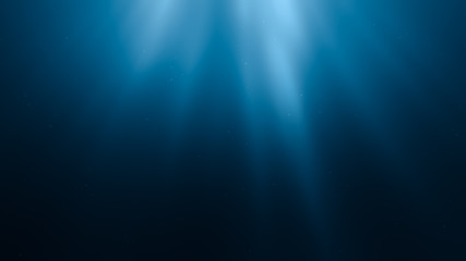 3D rendered illustration of sun rays under water. Undersea background.