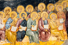 Scene From The Judgment Day, An Old Fresco Painting In Chora Church