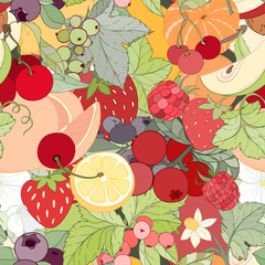 Wall Mural - Seamless fruit pattern