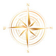 © createrosalia - Gold wind rose compass isolated on white. Gold glitter sparkle. Compass Icon Graphic. Nautical design elements. Compass Rose. Wind rose. Vector Illustration.