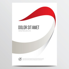 Brochure, flyer or annual report cover design template with red wave. Vector illustration.