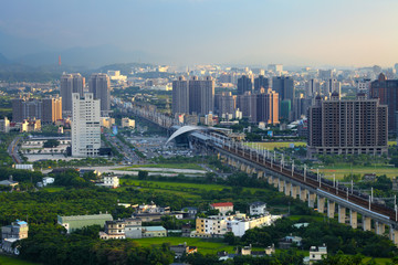 Wall Mural - cityscape of Zhubei city, Taiwan