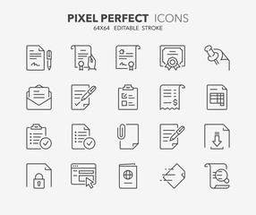 documents thin line icons