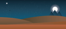 Landscape Of The Desert Night.