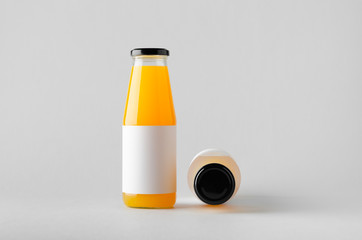 Juice Bottle Mock-Up - Two Bottles. Blank Label