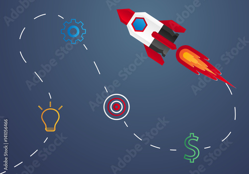 Fotografie, Obraz Start up concept , rocket launch , step by step