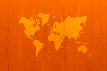 Wood texture surface with world map