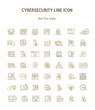 © marinashevchenko - Vector graphic set. Icons in flat, contour, thin, minimal and linear design.Cybersecurity. Protection of virtual electronic data, operations.Concept illustration for Web site.Sign, symbol.