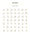 © marinashevchenko - Vector graphic set. Icons in flat, contour, thin, minimal and linear design.Soy milk. The natural green product. Herbal nutrition.Simple isolated icons.Concept illustration for Web site.Sign, symbol.