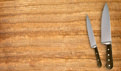 knife on cutting board isolated on white