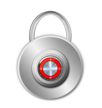 Security Concept With Locked Red Combination Pad Lock
