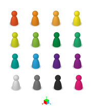 Different Leisure Game Pawn Figures, Concept For Diverse Group Of People. Cutout, Isolated On White.