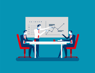 Businessman teamwork colleagues discuss future plans. Concept business character cartoon illustration. Vector office business flat