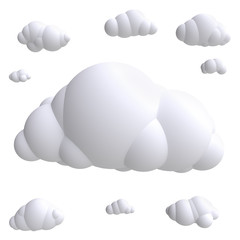 Wall Mural - Stylized funny cartoon cloud. Children clay, plastic or soft toy. 3d illustration