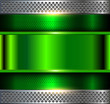 Metallic background, green metal perforated texture, vector polished metal