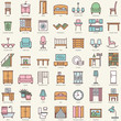 © mariabo - Room furniture linear color icons set vectpr