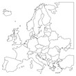 Blank outline map of Europe. Simplified wireframe map of black lined borders. EPS10 vector illustration.