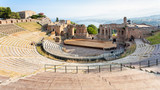Fototapeta  - above view of ancient Teatro Greco in Taormina
