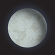 Realistic Volume 3d Full Moon on Black Dark Background. Mystical Shining Moonlight. Space planet. Vector illustration.