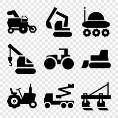 Wall Mural - Set of 9 tractor filled icons