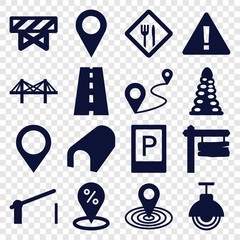 Poster - Set of 16 road filled icons