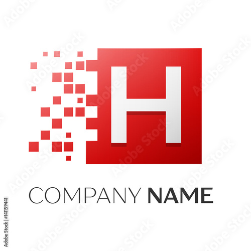 Letter H vector logo symbol in the colorful square with shattered ...